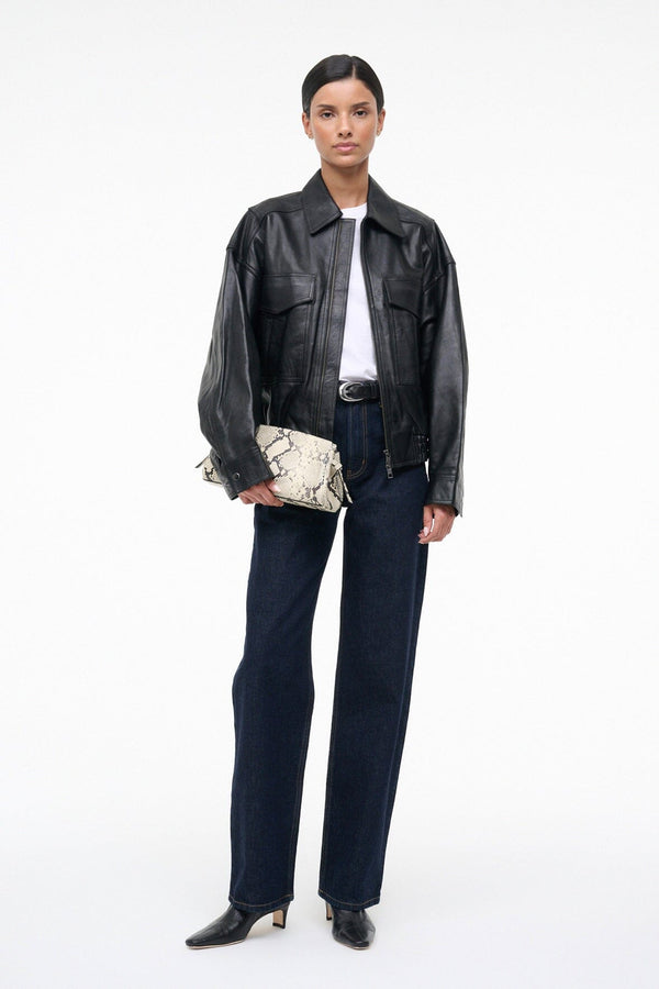 Staud MAUDE CONVERTIBLE CLUTCH WHITE SNAKE