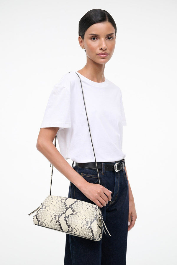 Staud MAUDE CONVERTIBLE CLUTCH WHITE SNAKE