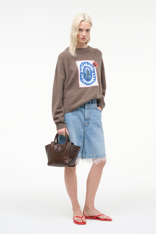 Staud MAUDE MINI TOTE ESPRESSO DISTRESSED