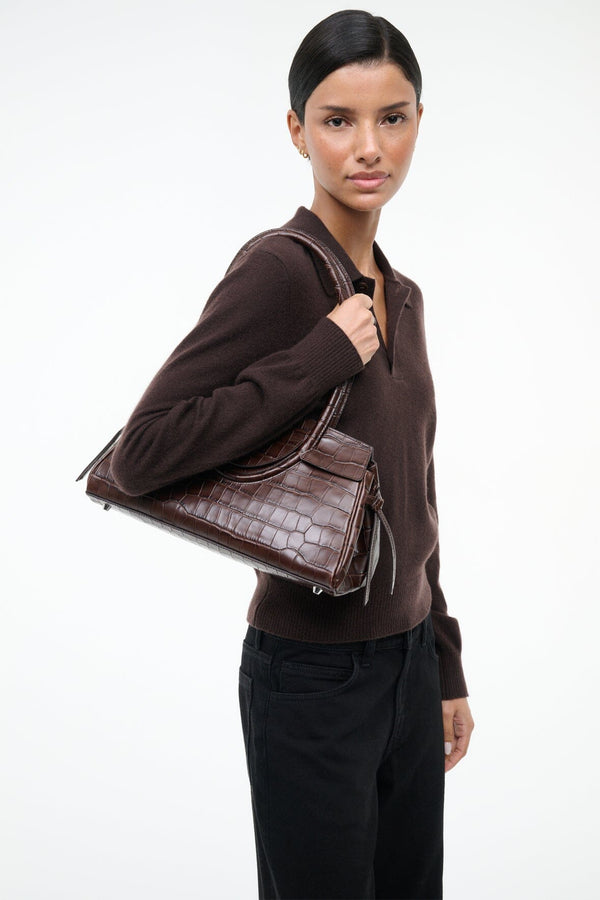 Staud MAUDE SHOULDER BAG ESPRESSO CROCO