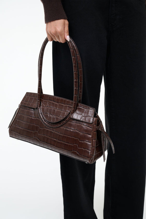 Staud MAUDE SHOULDER BAG ESPRESSO CROCO