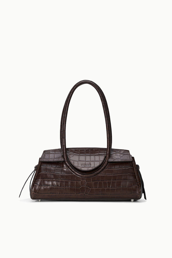 staud MAUDE SHOULDER BAG ESPRESSO CROCO
