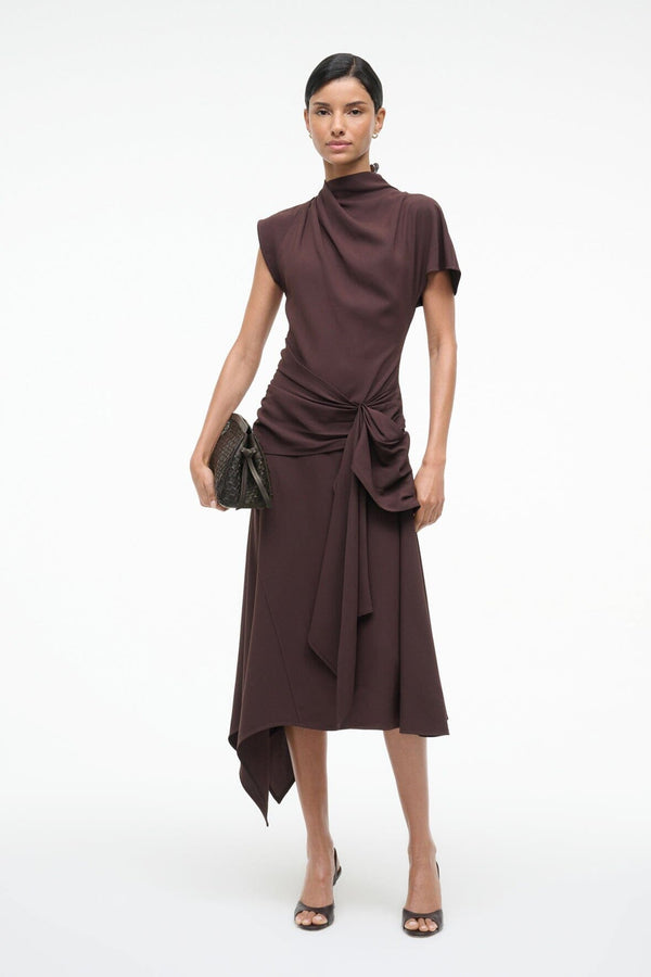 Staud MAUDE SOFT CLUTCH ESPRESSO WOVEN LEATHER