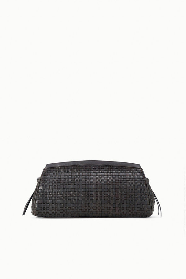 staud MAUDE SOFT CLUTCH ESPRESSO WOVEN LEATHER