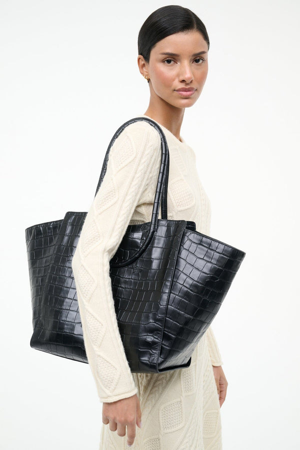 Staud MAUDE TOTE BAG BLACK CROCO