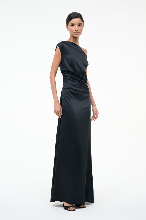 Staud MAXI PHARE SILK DRESS BLACK