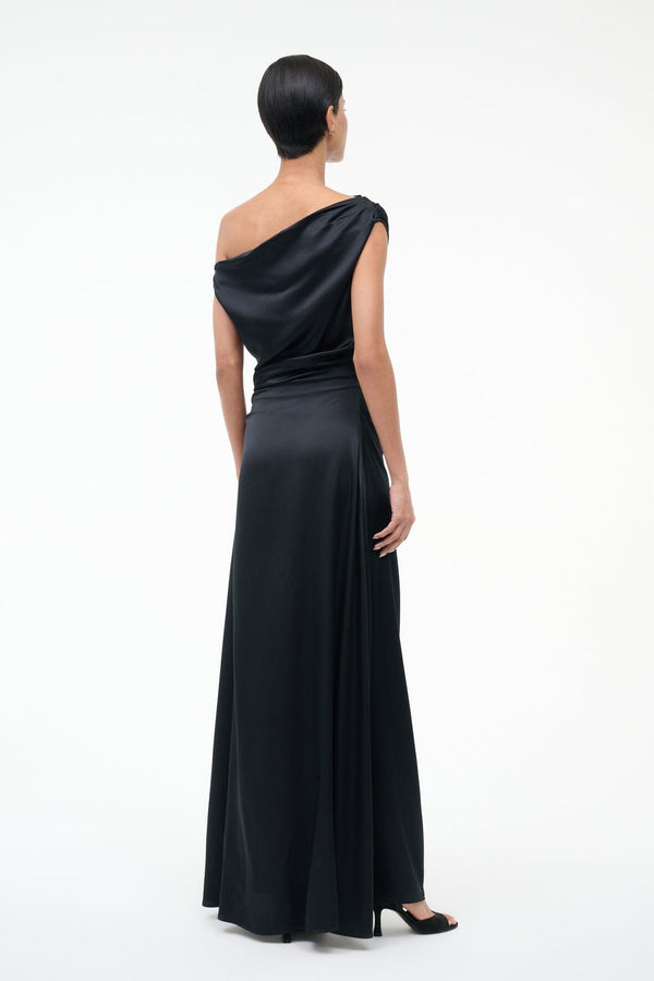 Staud MAXI PHARE SILK DRESS BLACK