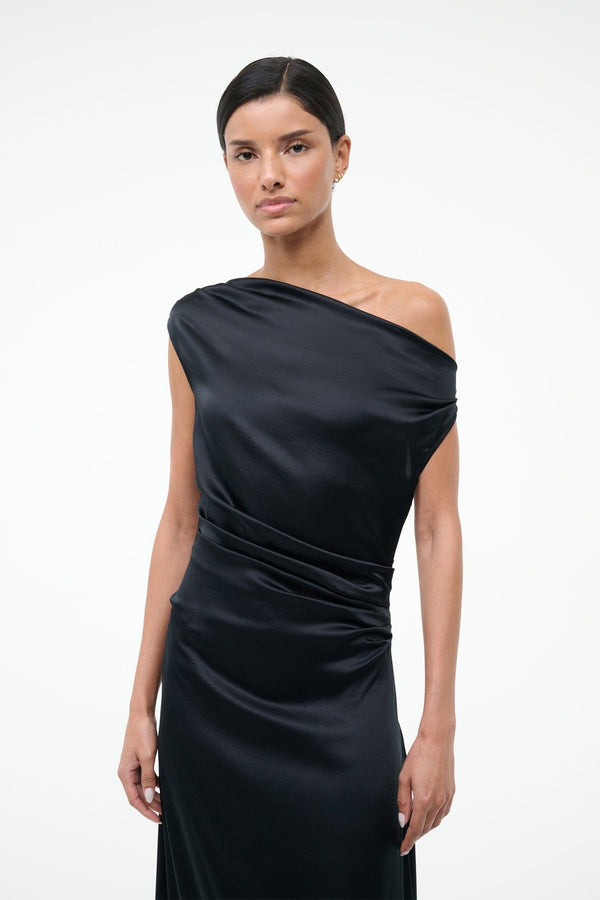 Staud MAXI PHARE SILK DRESS BLACK