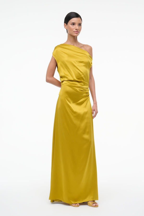 Staud MAXI PHARE SILK DRESS TURMERIC
