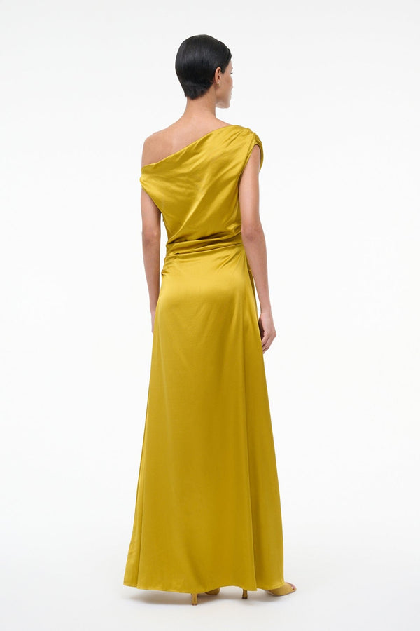 Staud MAXI PHARE SILK DRESS TURMERIC