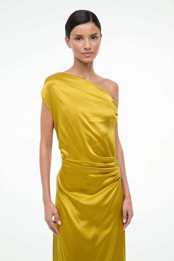 Staud MAXI PHARE SILK DRESS TURMERIC