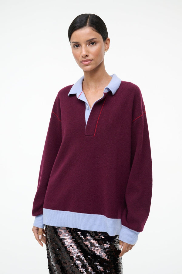 Staud MICHAEL CASHMERE SWEATER CRIMSON