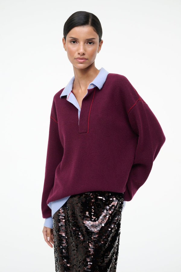 staud MICHAEL CASHMERE SWEATER CRIMSON