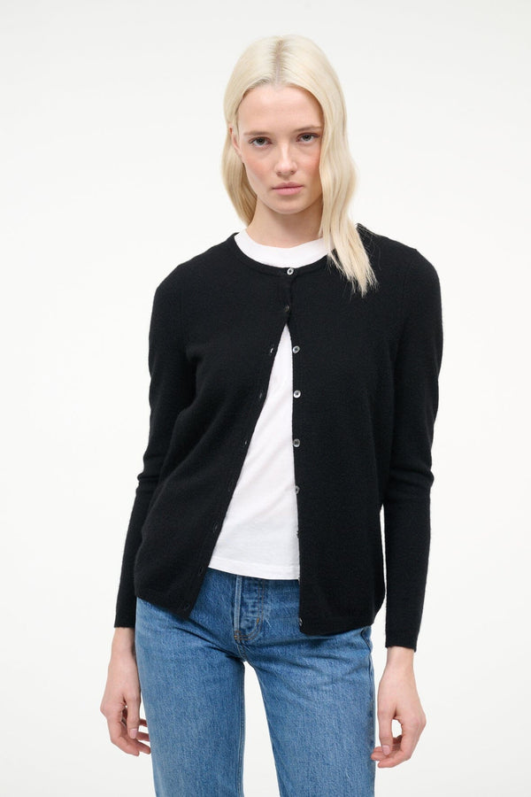 Staud MIDNIGHT CASHMERE CARDIGAN BLACK