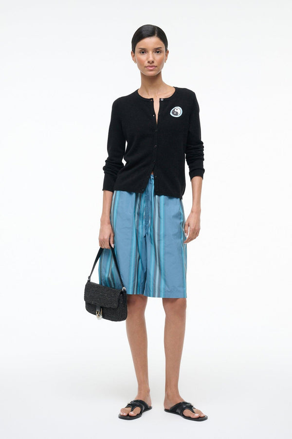 Staud MIDNIGHT CASHMERE CARDIGAN BLACK PATCHWORK