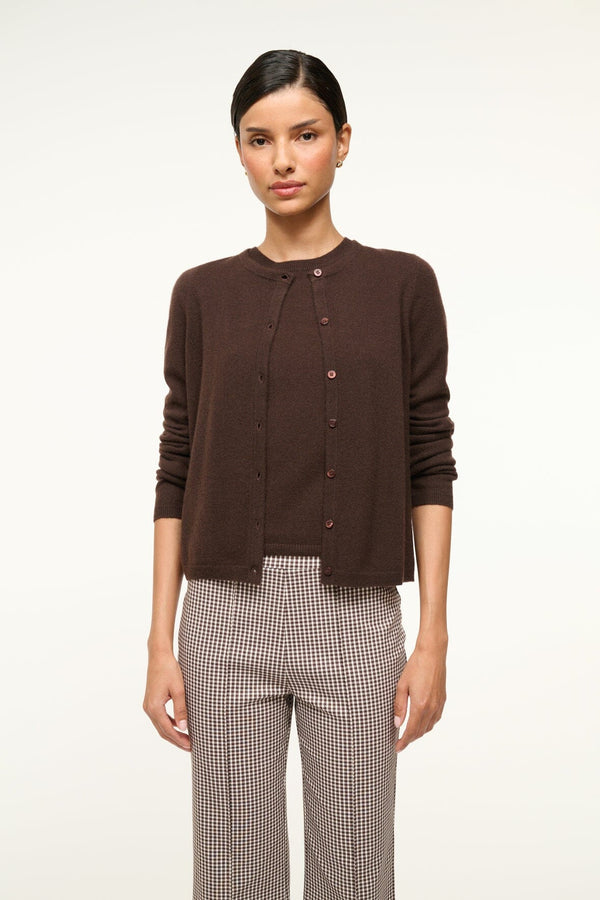 Staud MIDNIGHT CASHMERE CARDIGAN DARK CHOCOLATE