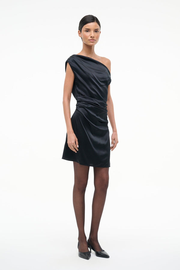 Staud MINI PHARE SILK DRESS BLACK