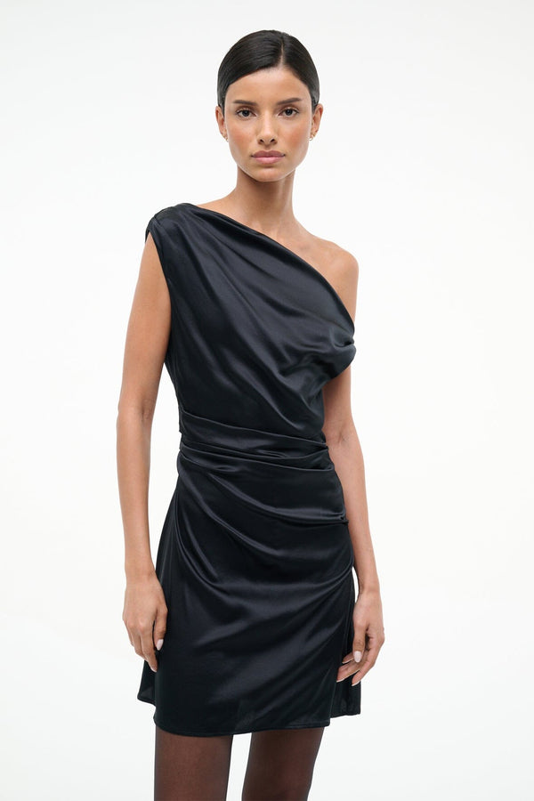 Staud MINI PHARE SILK DRESS BLACK