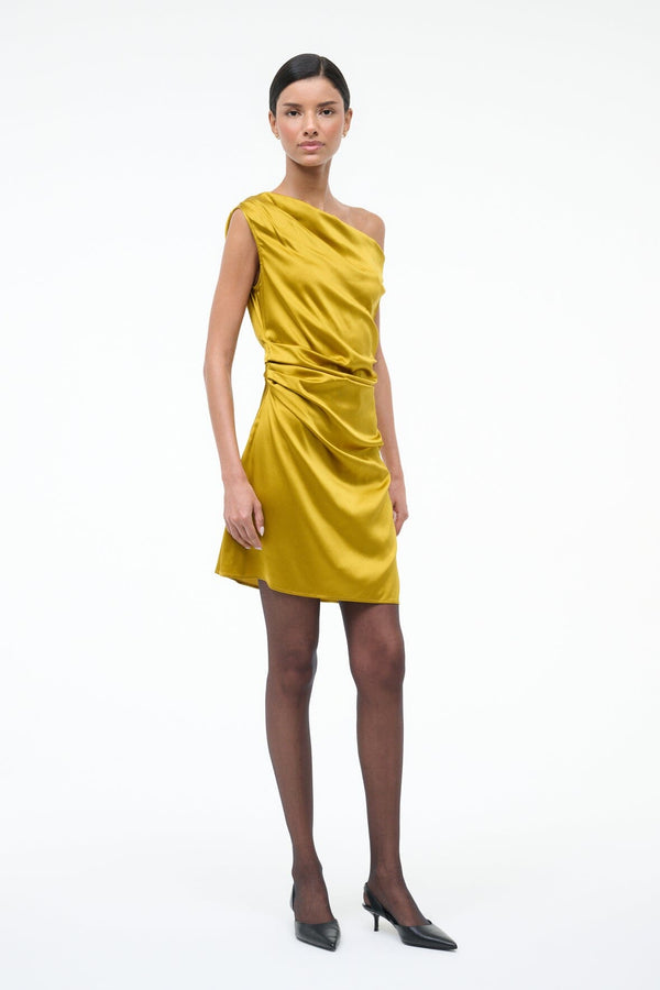 Staud MINI PHARE SILK DRESS TURMERIC