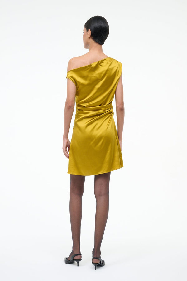 Staud MINI PHARE SILK DRESS TURMERIC