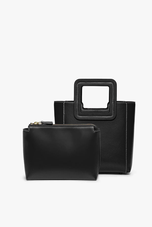 Staud MINI SHIRLEY LEATHER BAG BLACK