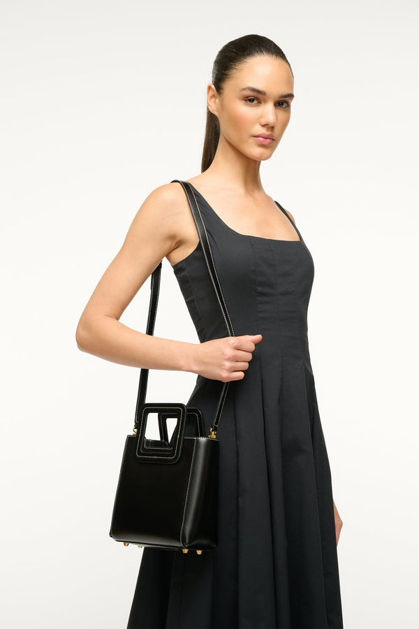 Staud MINI SHIRLEY LEATHER BAG BLACK