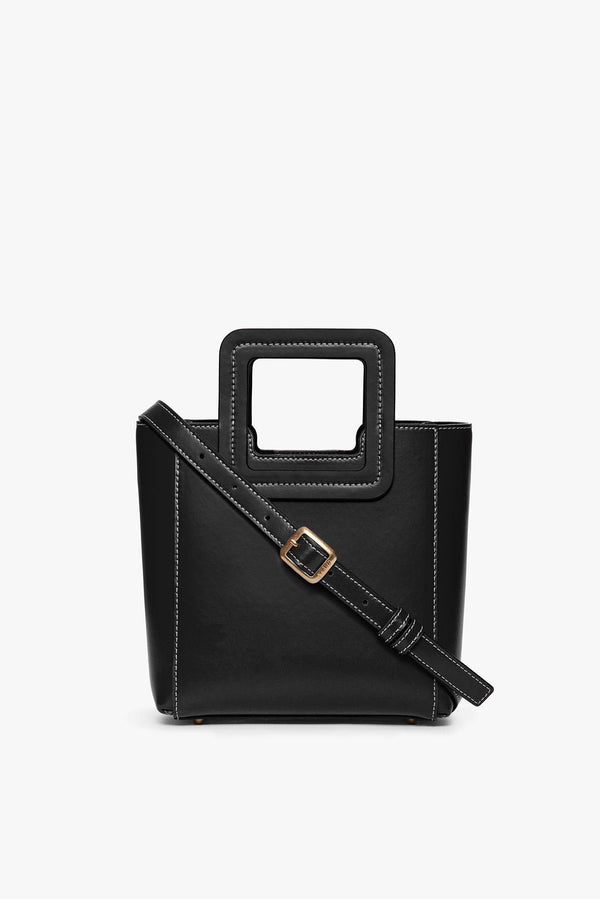 staud MINI SHIRLEY LEATHER BAG BLACK