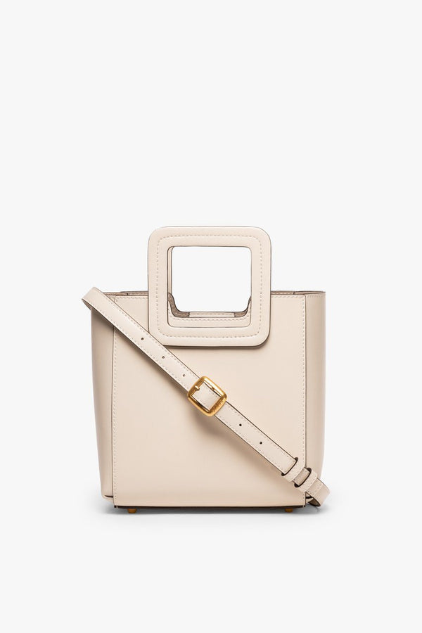 Staud MINI SHIRLEY LEATHER BAG CREAM