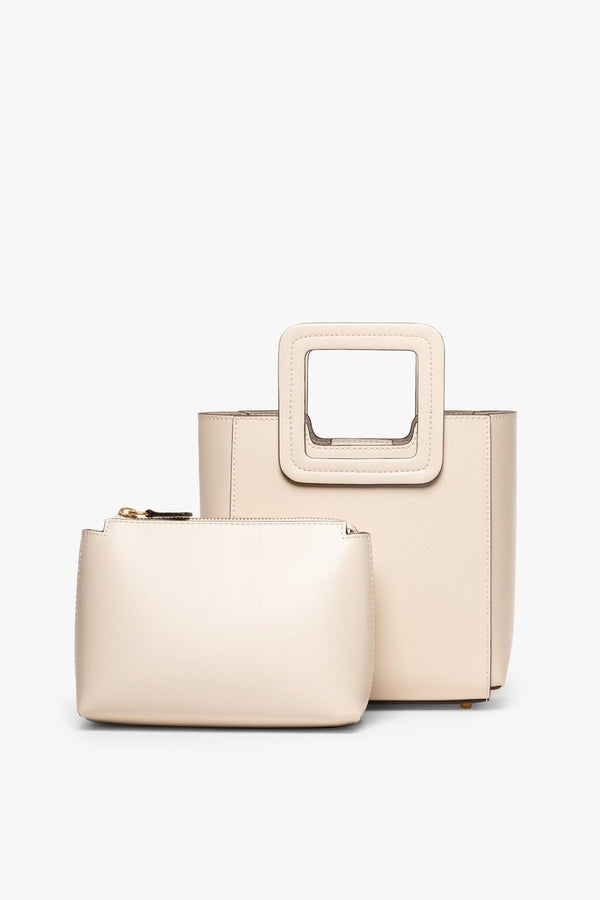 Staud MINI SHIRLEY LEATHER BAG CREAM