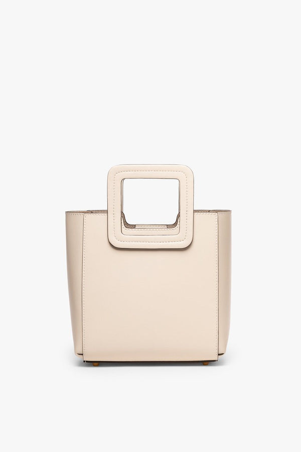 staud MINI SHIRLEY LEATHER BAG CREAM
