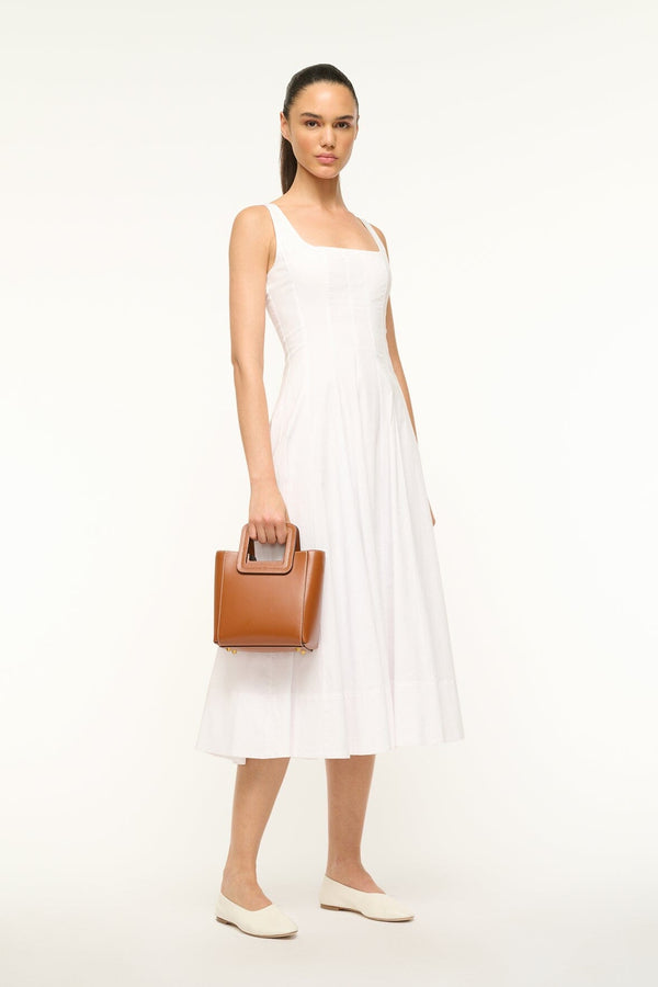 Staud MINI SHIRLEY LEATHER BAG SADDLE