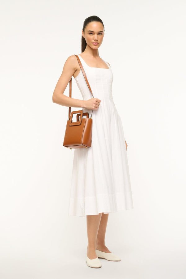 Staud MINI SHIRLEY LEATHER BAG SADDLE