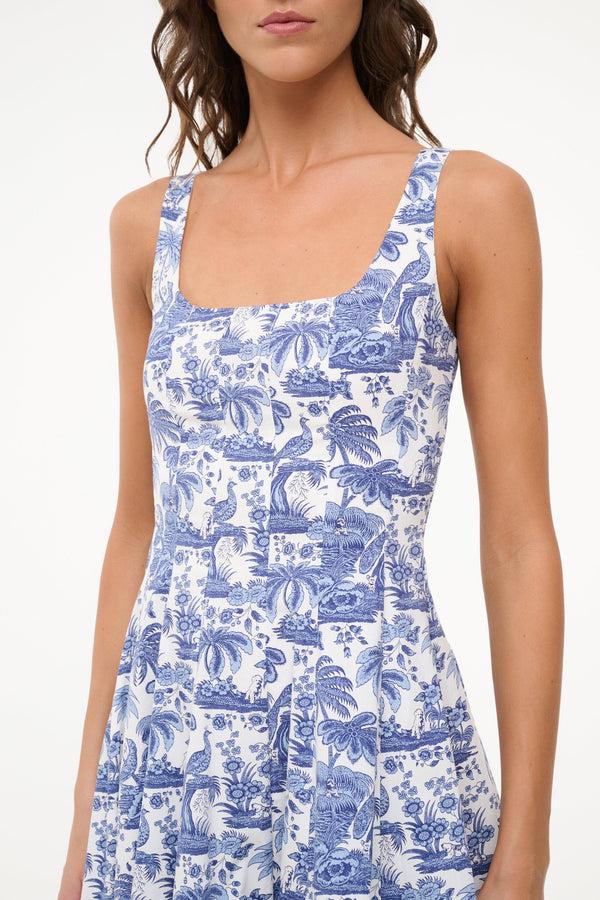 Staud MINI WELLS DRESS BLUE TOILE