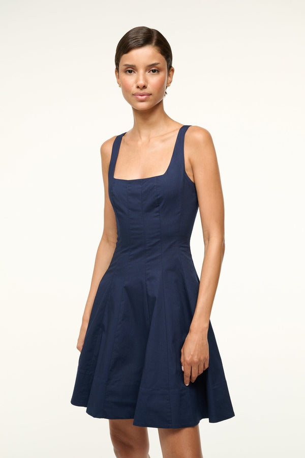 Staud MINI WELLS DRESS NAVY