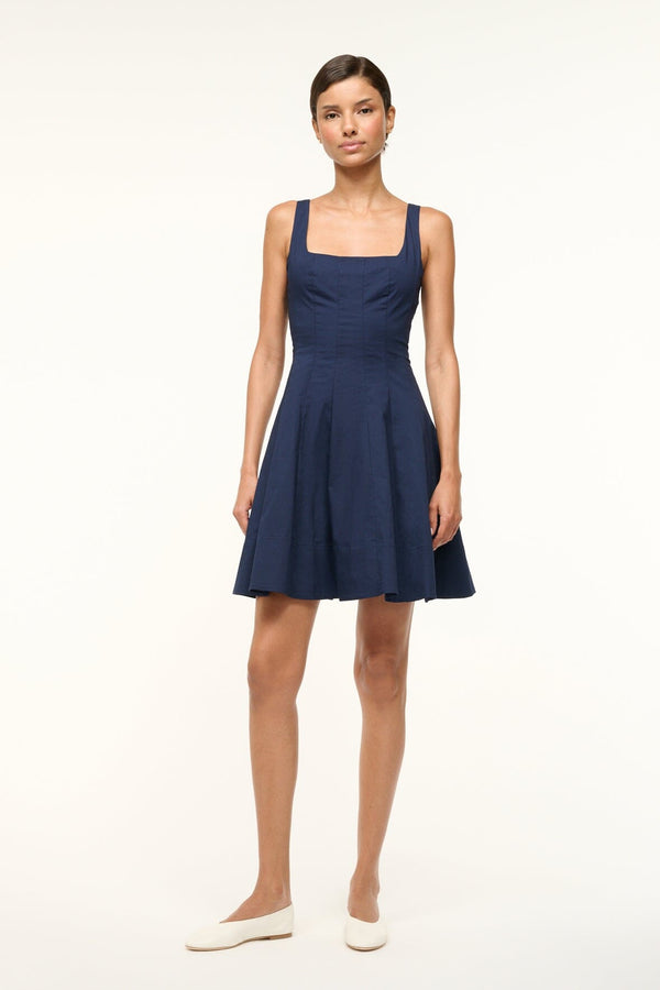 staud MINI WELLS DRESS NAVY