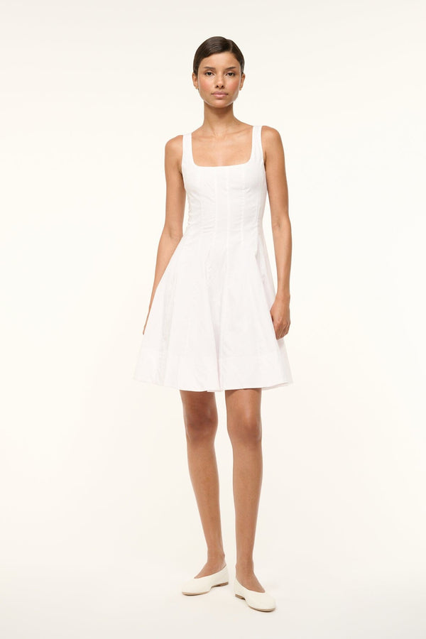 staud MINI WELLS DRESS WHITE
