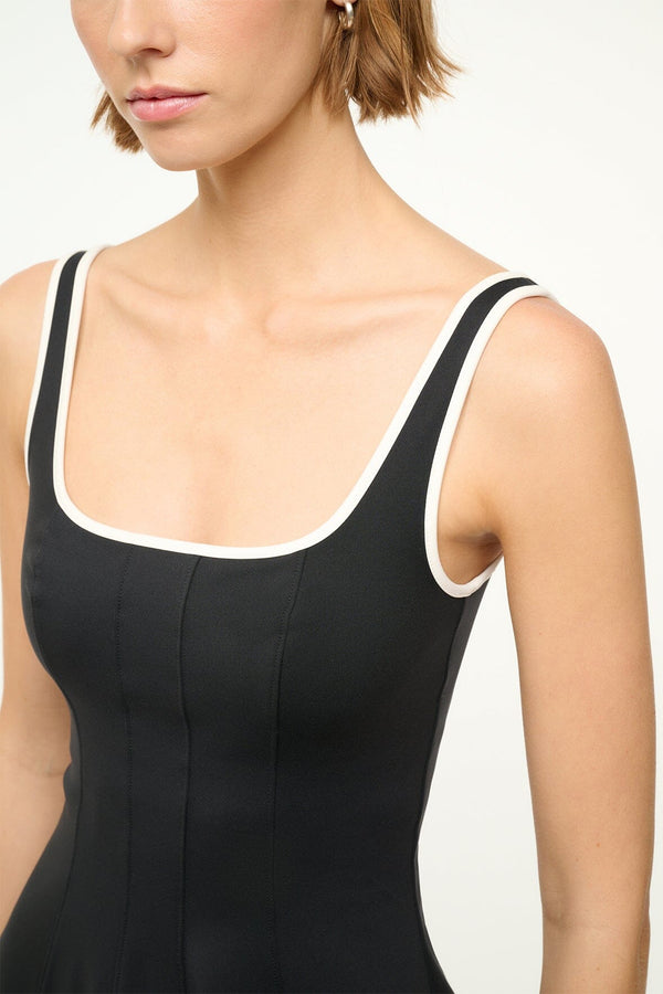 Staud MINI WELLS SPORT DRESS BLACK IVORY