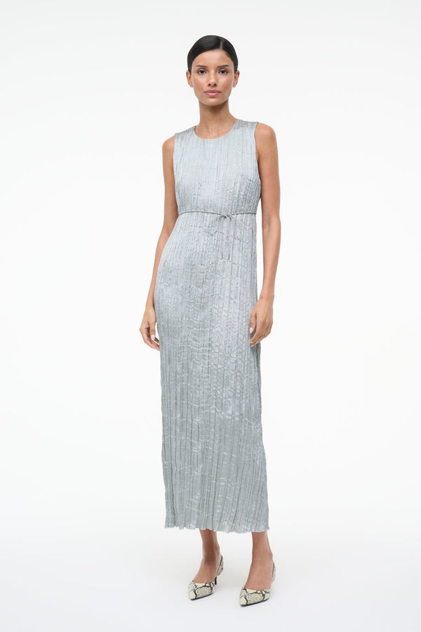 Staud MIZU DRESS SILVER SAGE PLISSE