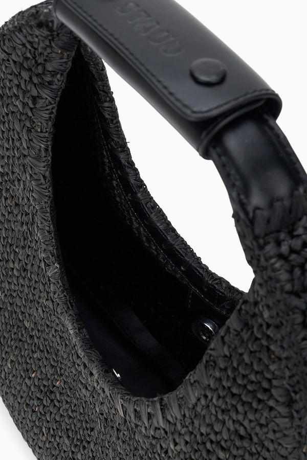 Staud MOON RAFFIA BAG BLACK RAFFIA