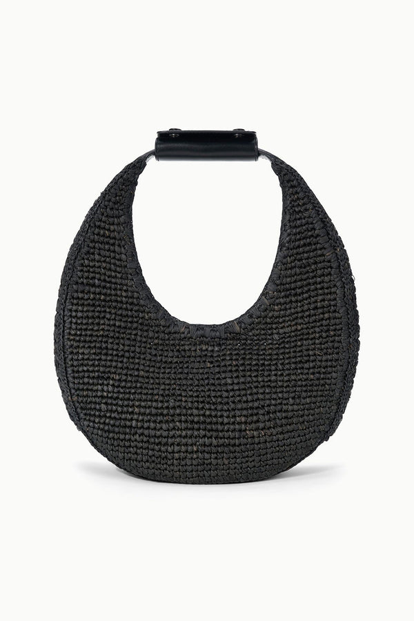 staud MOON RAFFIA BAG BLACK RAFFIA