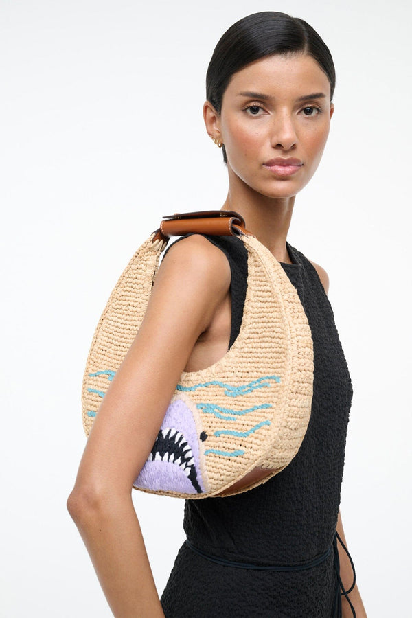 Staud MOON RAFFIA BAG GREAT WHITE