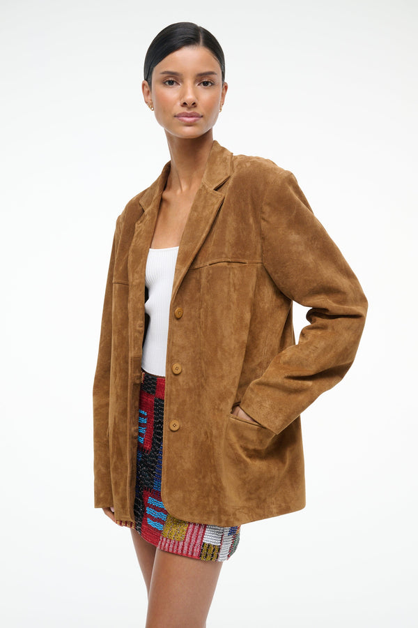 Staud NATALIE SUEDE JACKET TAN