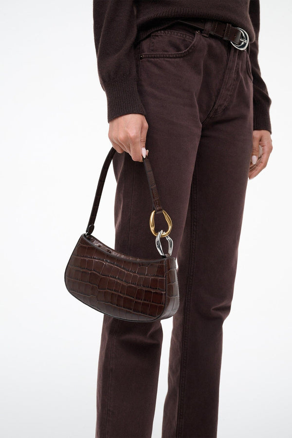 Staud OLLIE BAG ESPRESSO CROCO