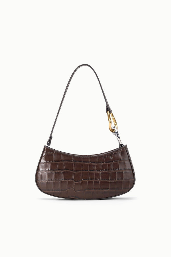 staud OLLIE BAG ESPRESSO CROCO