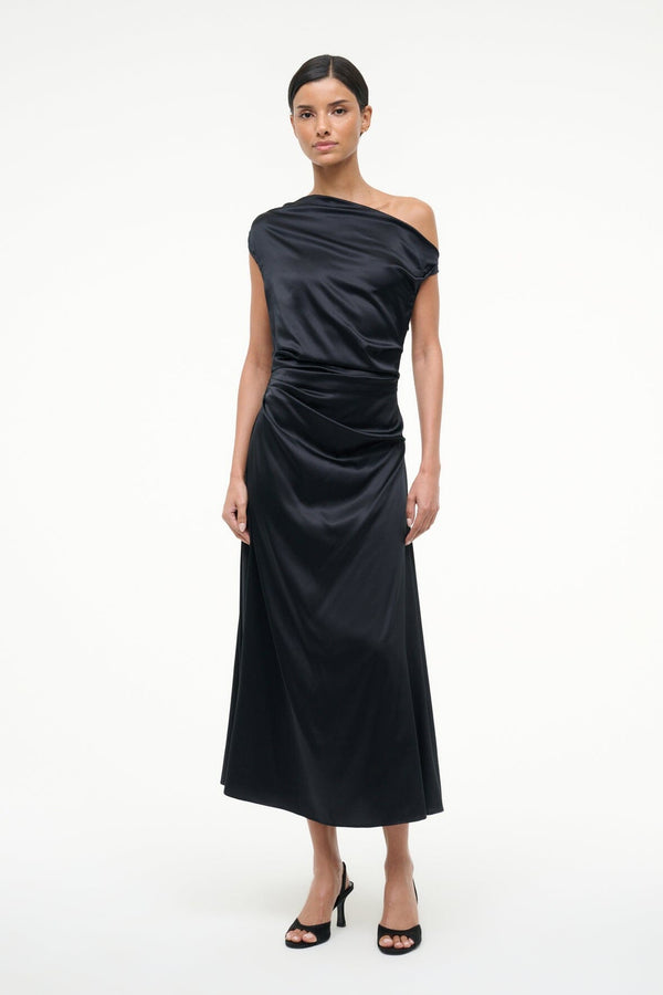 staud PHARE SILK DRESS BLACK