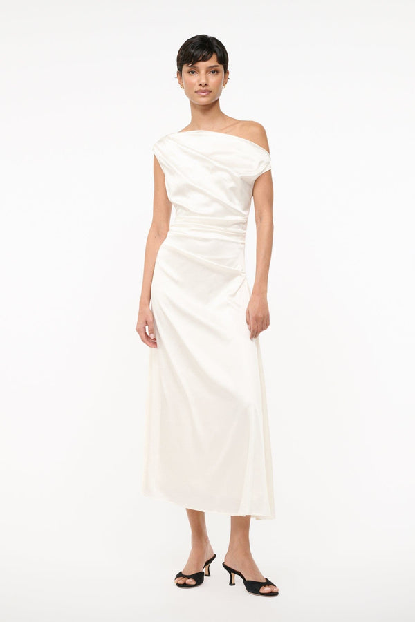 staud PHARE SILK DRESS IVORY