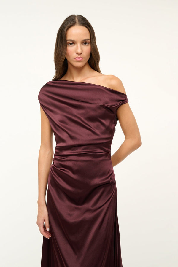 Staud PHARE SILK DRESS MERLOT