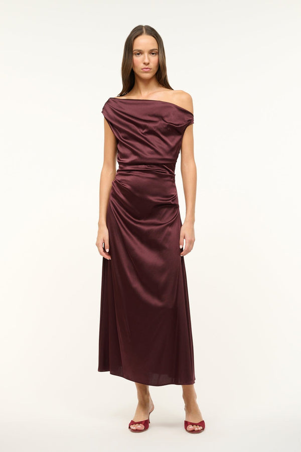 staud PHARE SILK DRESS MERLOT