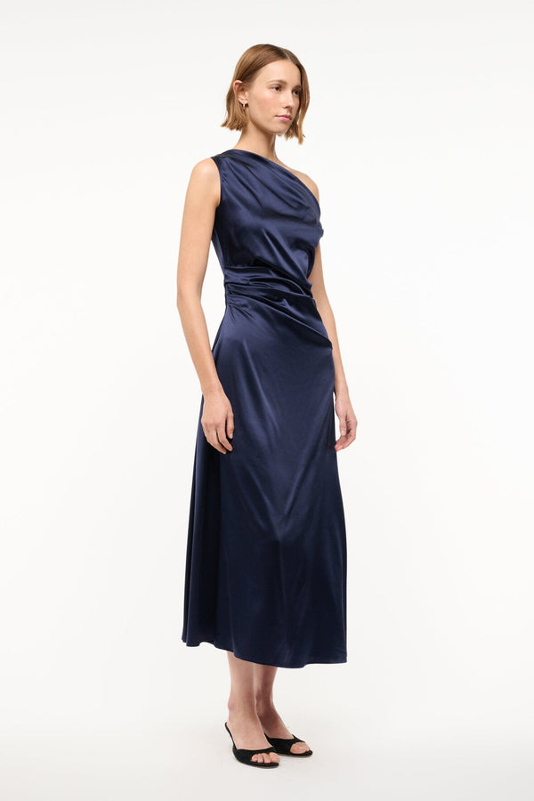 Staud PHARE SILK DRESS NAVY