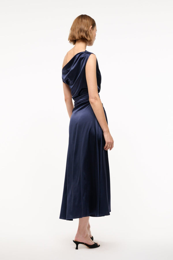 Staud PHARE SILK DRESS NAVY